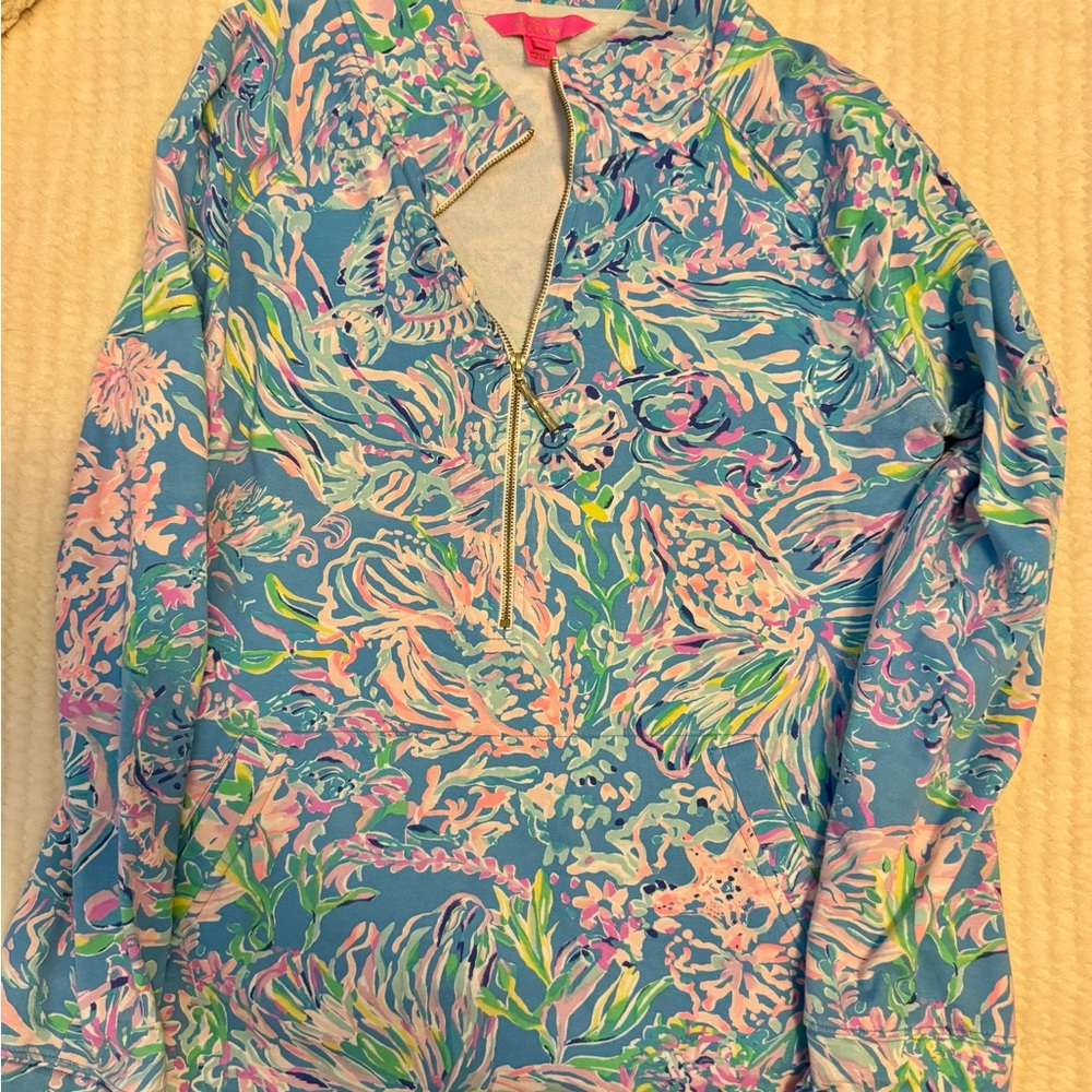 Lilly Pulitzer Colorful Floral Quarter-Zip Pullover